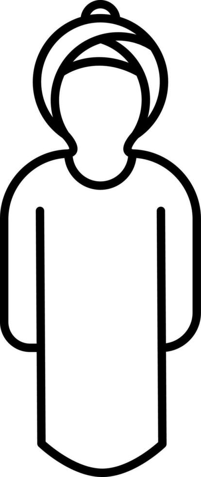 Sikh or Punjabi man icon in thin line art. vector