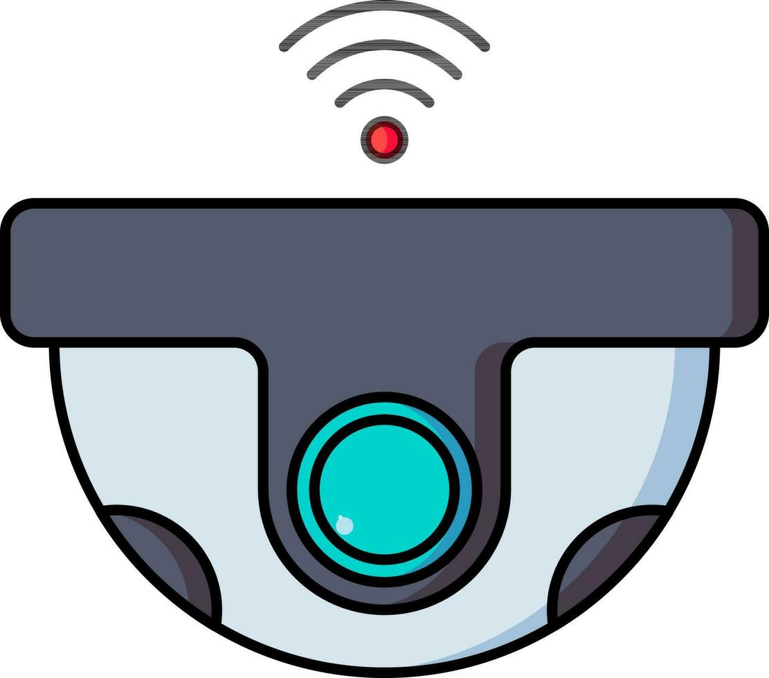 Wifi Connected Dome Camera icon in grey and blue color. vector