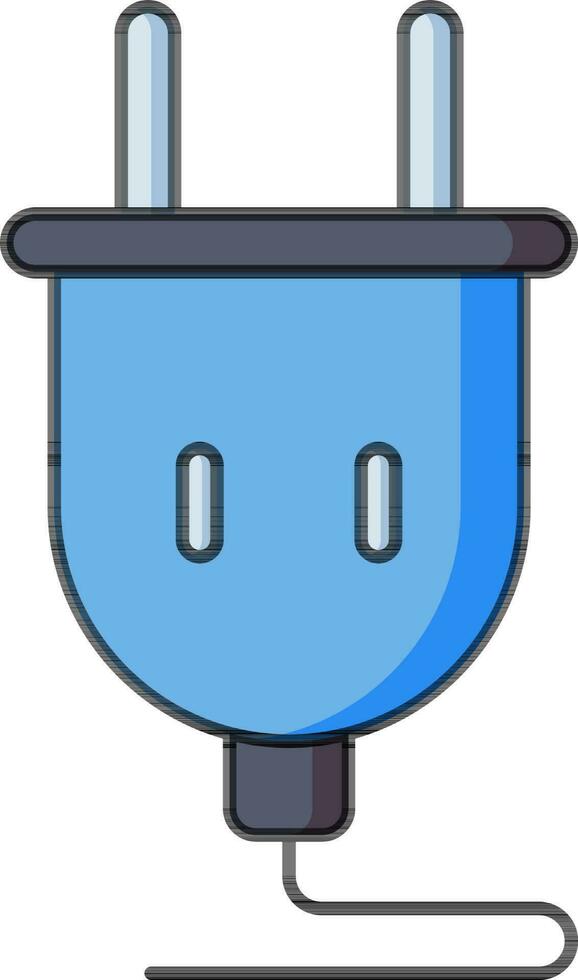 Flat style plug icon in blue and grey color. vector