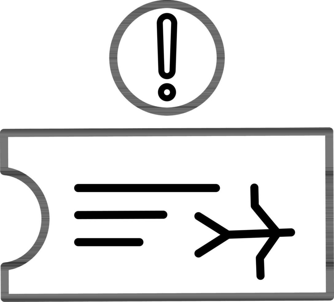 Warning for Air Flight Ticket Icon in Black Line Art. vector