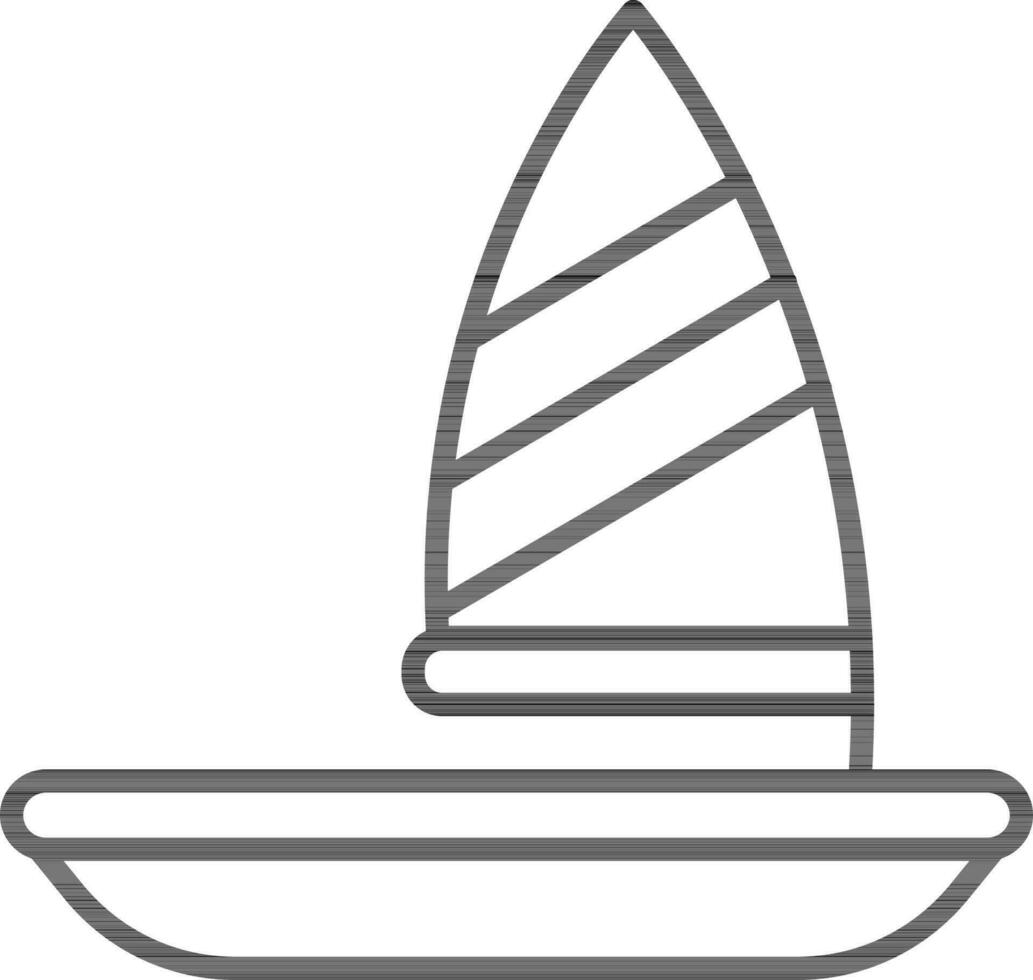 Black Line Art Illustration of Sail Boat Icon. vector