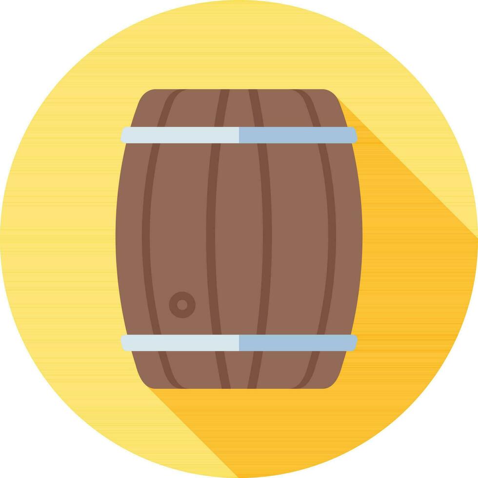 Barrel icon on yellow round background. vector
