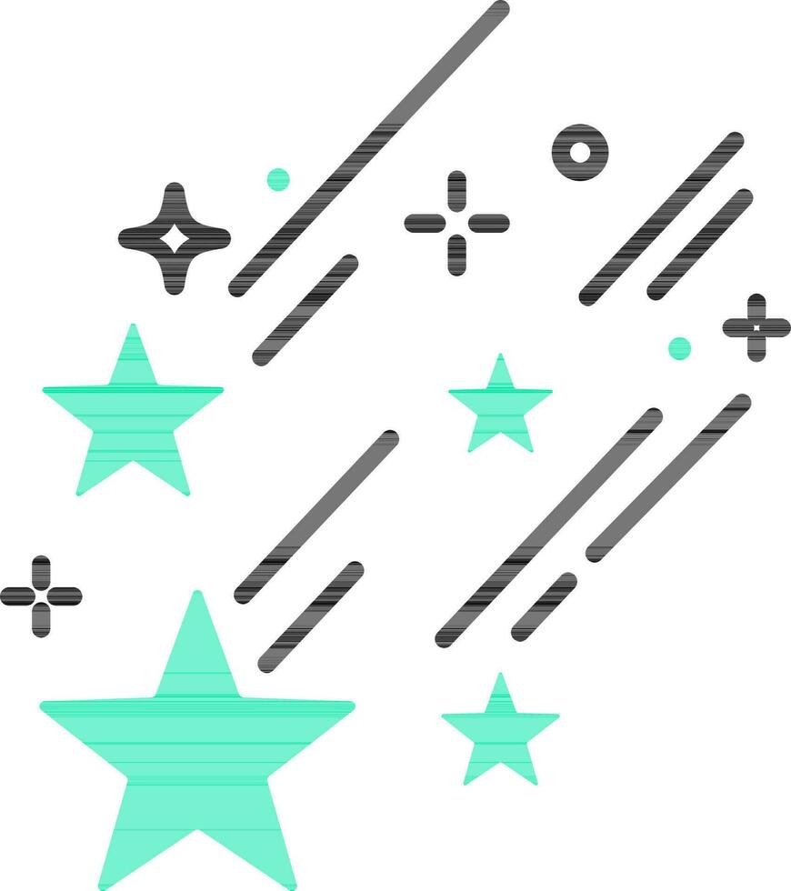 Falling stars icon in green and black color. vector