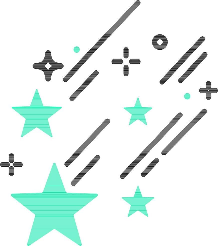 que cae estrellas icono en verde y negro color. vector