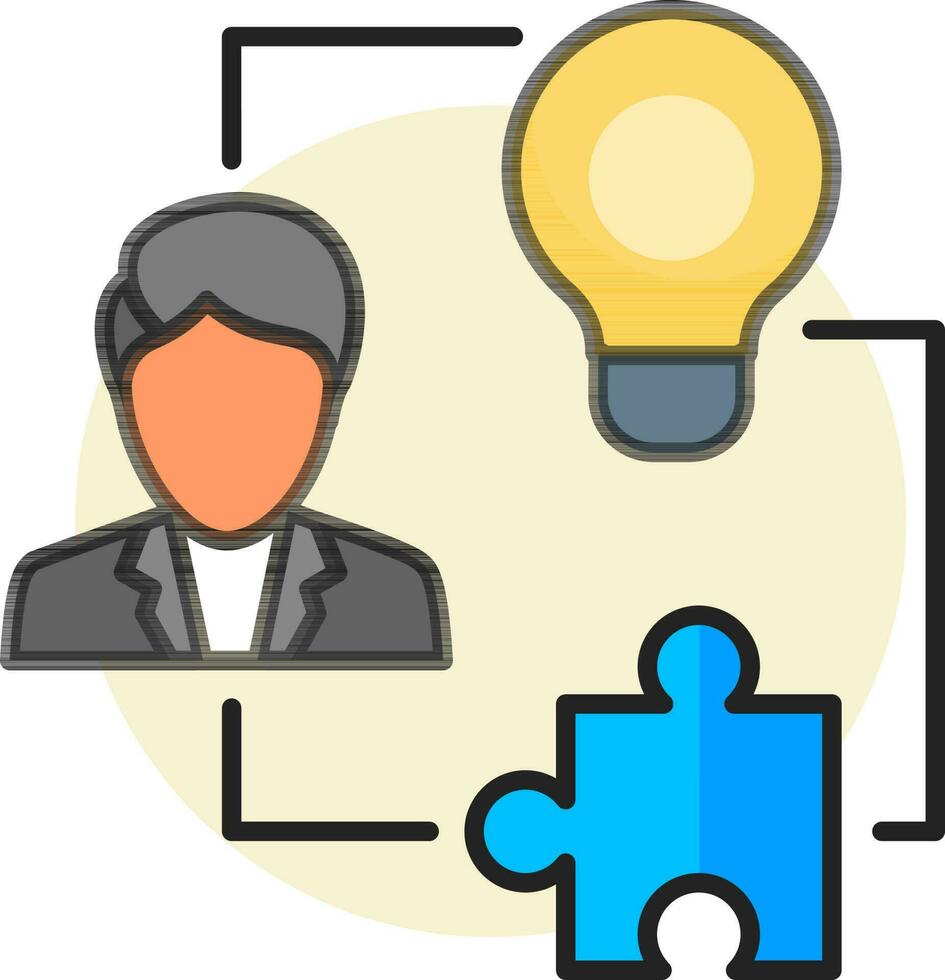 Businessman team connected idea icon or symbol. vector