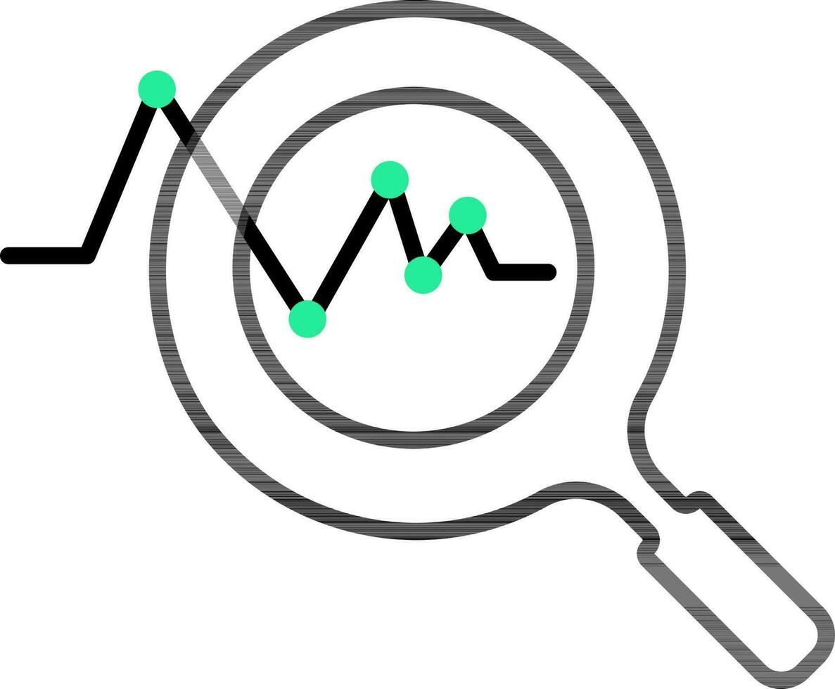 Illustration of Magnifying glass with wave icon or symbol. vector