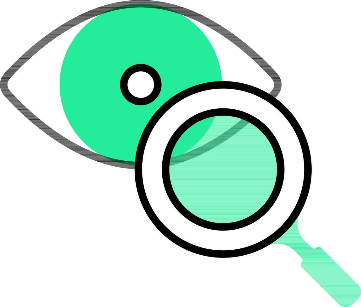 ojo con aumentador vaso icono en plano estilo. vector