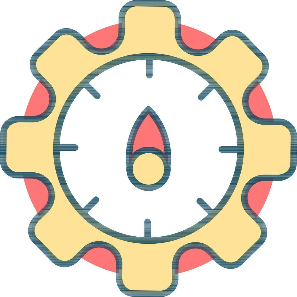 Speed setting icon in yellow and red color. vector