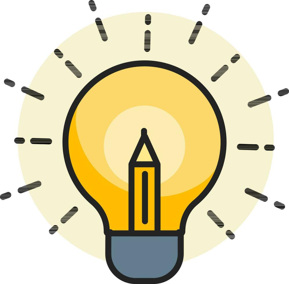 Create Idea or light bulb icon in yellow and black color. vector