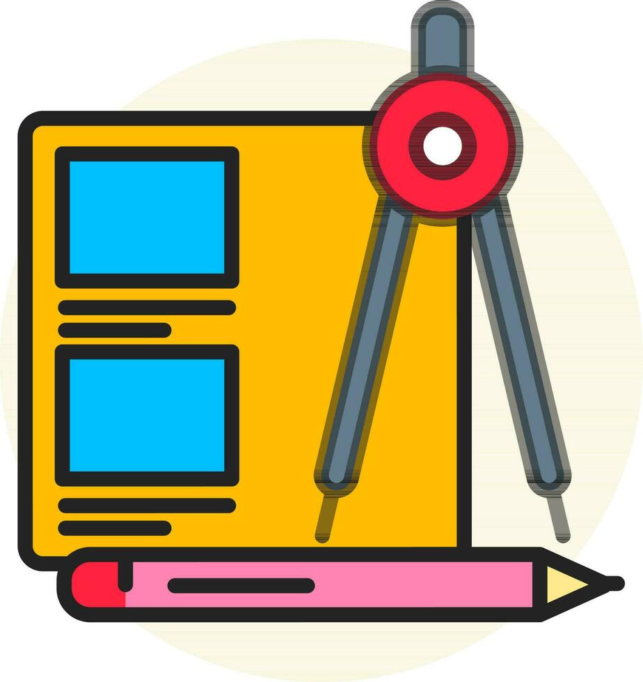 Drawing compass with pencil and paper icon or symbol. vector