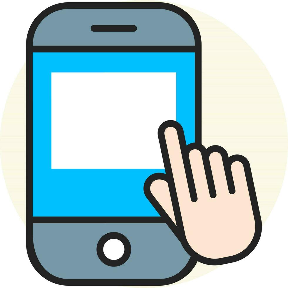 Hand touch on smartphone screen icon or symbol. vector