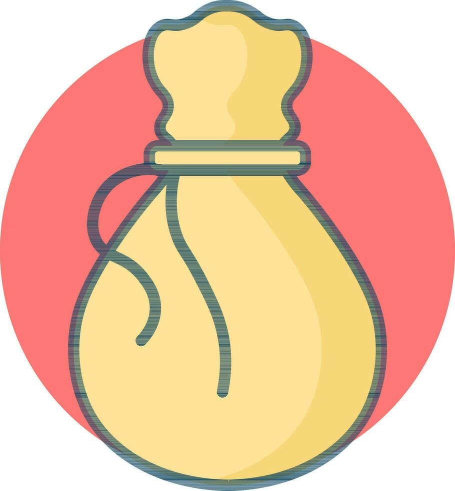 Yellow money bag on red circle background. vector