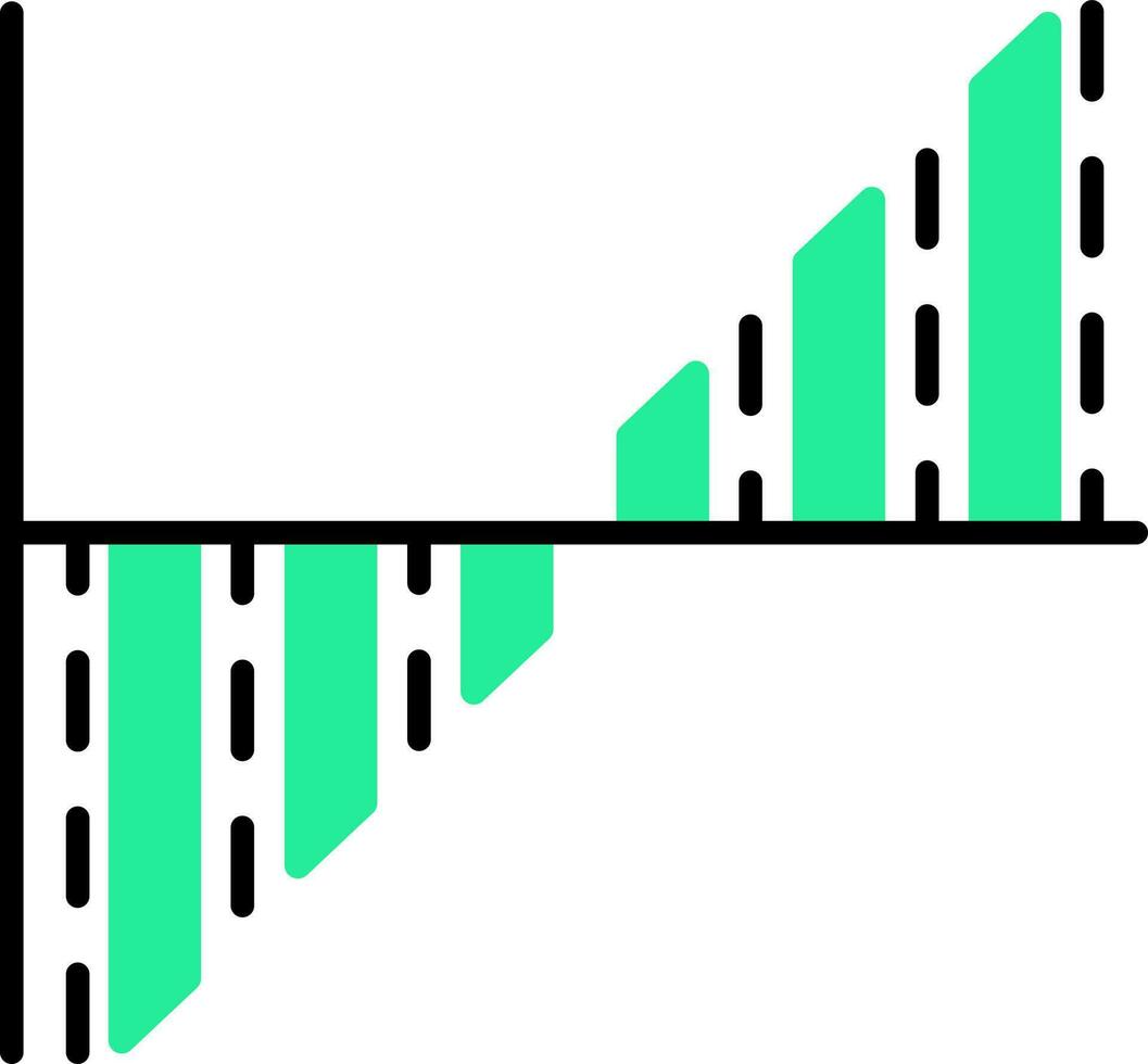 datos análisis coseno grafico icono en verde y negro color. vector