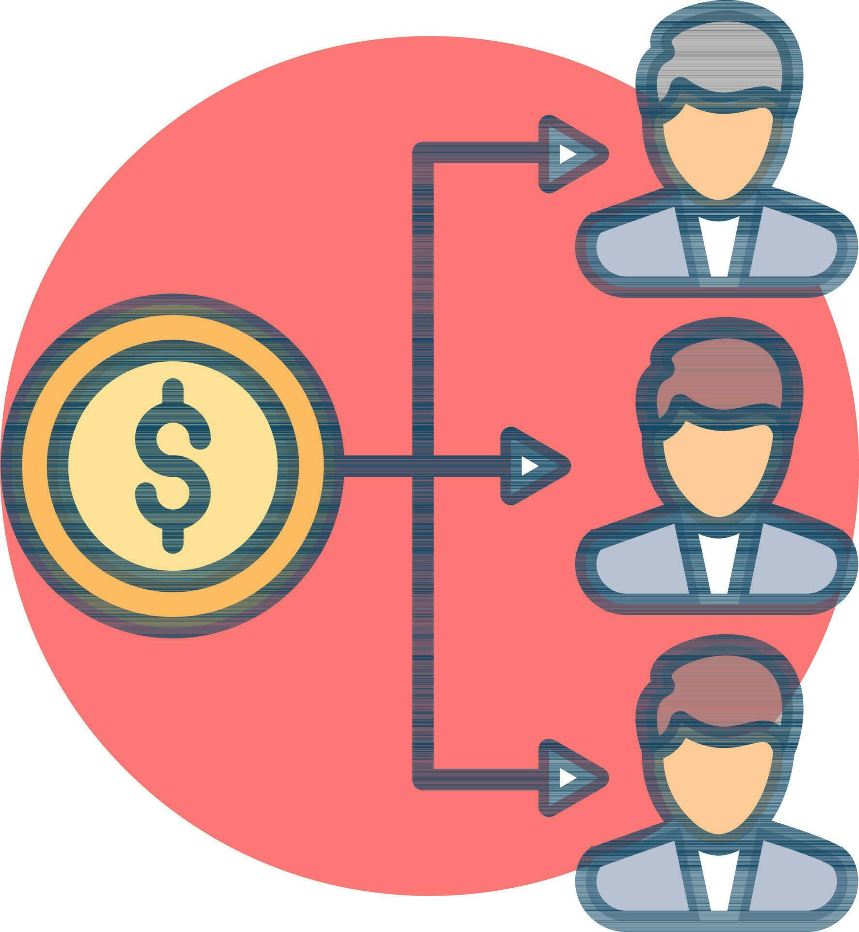 Vector illustration of Dollar money distribute people icon. 24368898