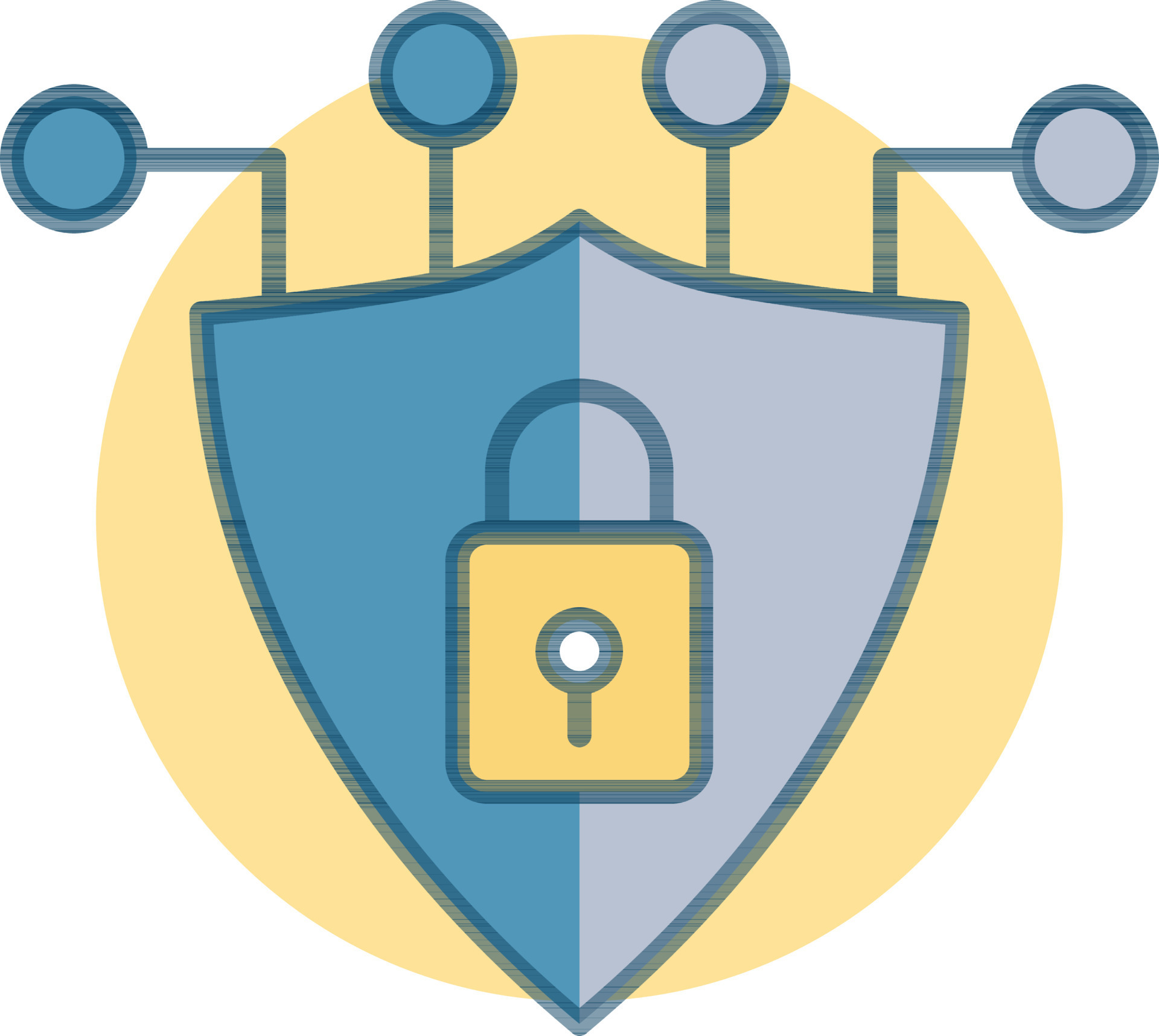 Encryption lock with shield icon in yellow and blue color. 24368915 ...
