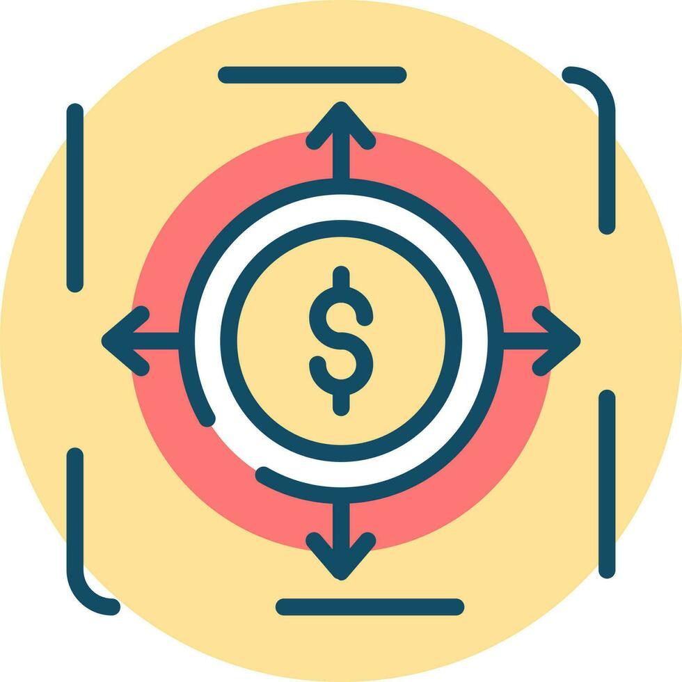 Money distribution icon in yellow and blue color. vector