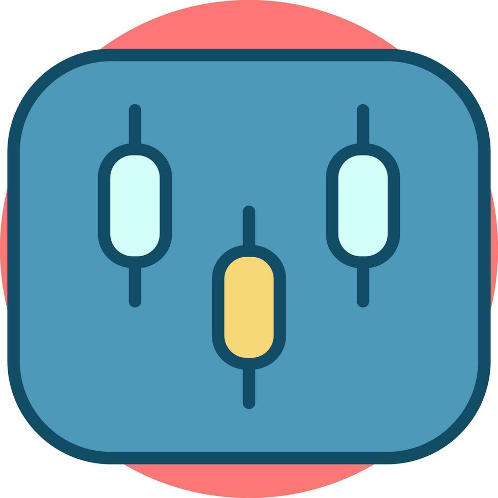 Blue slider bar icon on red circle background. vector