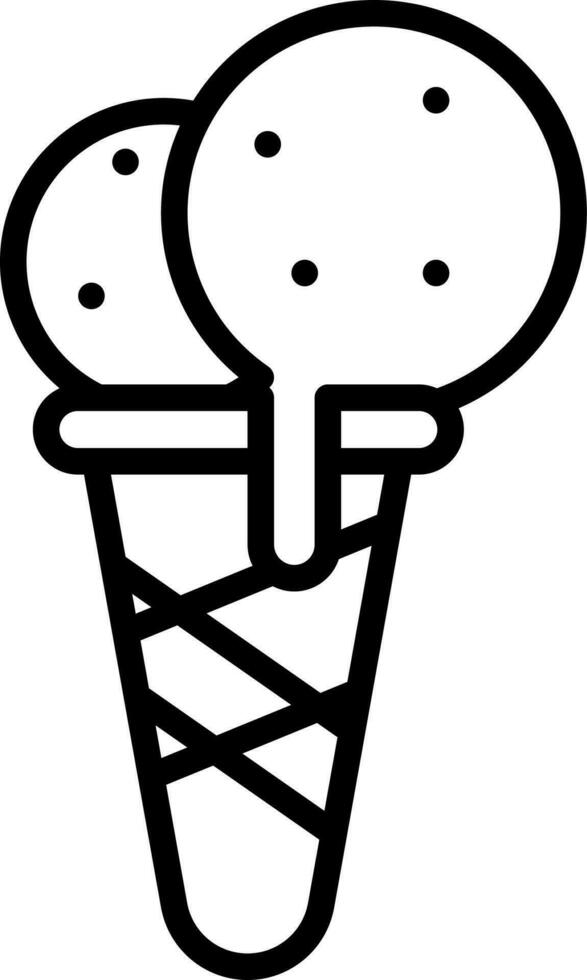 Black line art illustration of Ice cream cone icon. vector