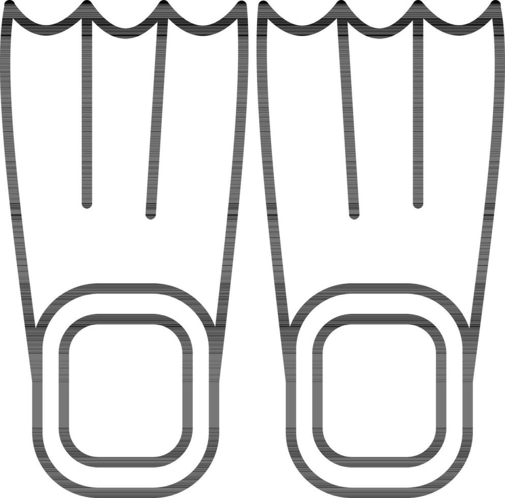 Fins or Flippers icon in black outline. vector