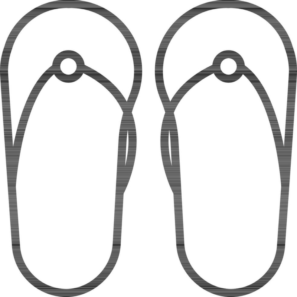 Flip-Flop or Slipper icon in black line art. vector