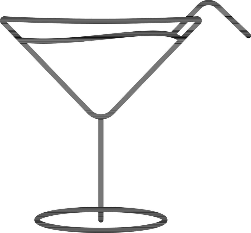 Cocktail or Mocktail drink glass with straw icon in line art. vector