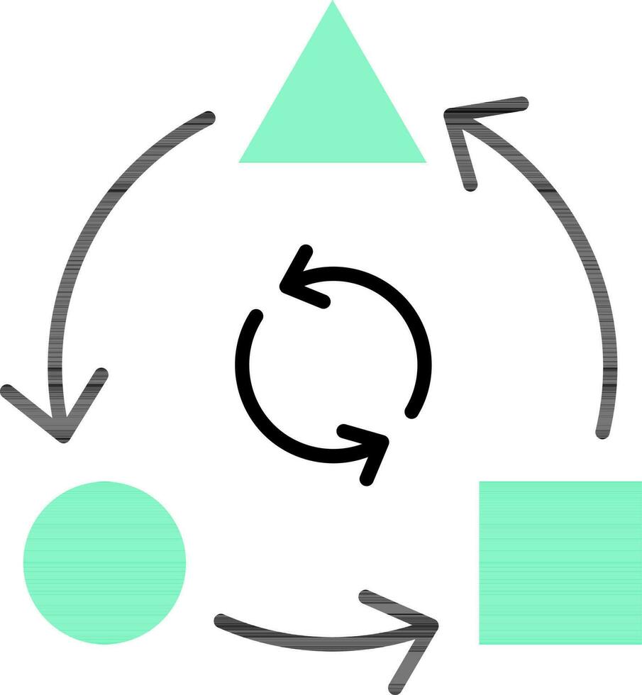 Vector illustration of Shapes exchange diversity arrow icon.