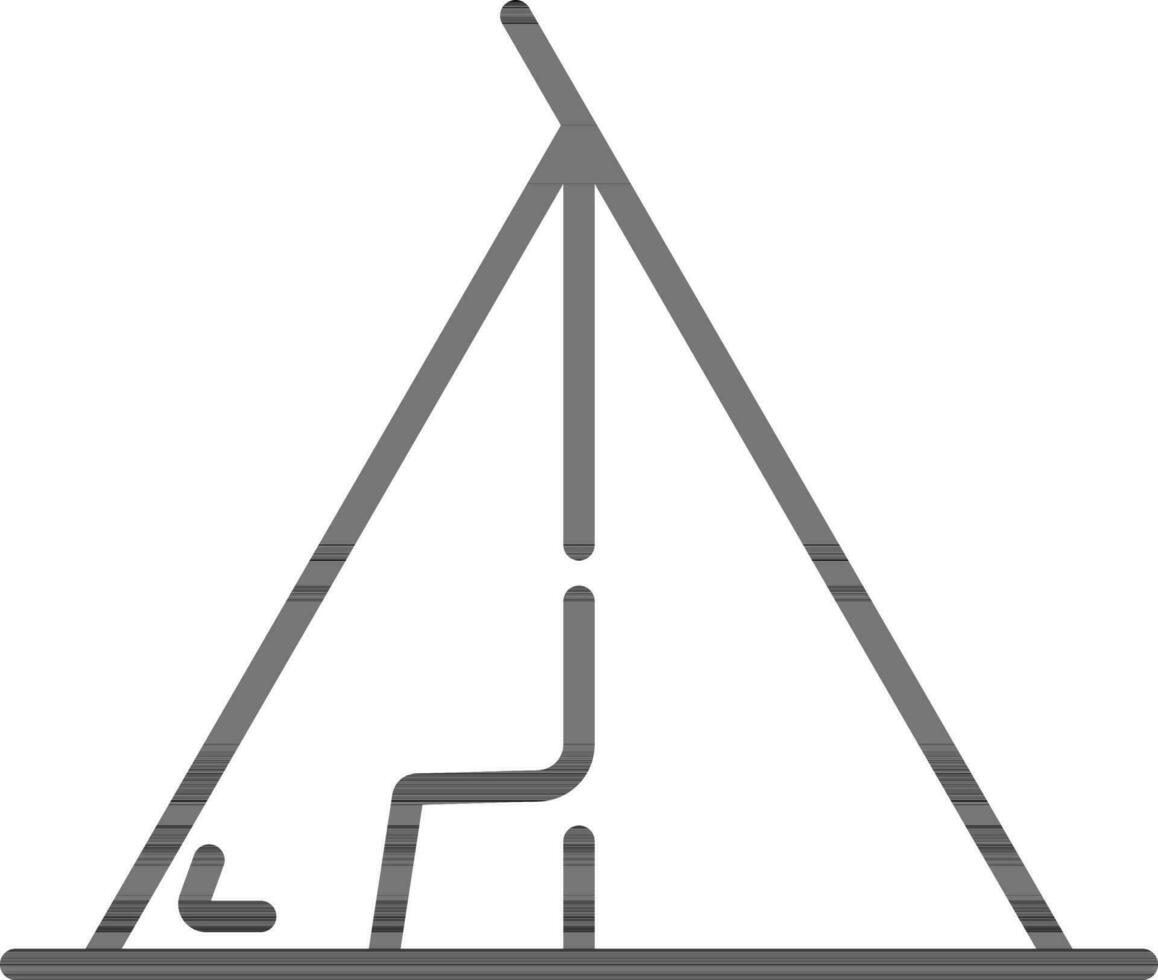 Black line art illustration of Tent icon. vector