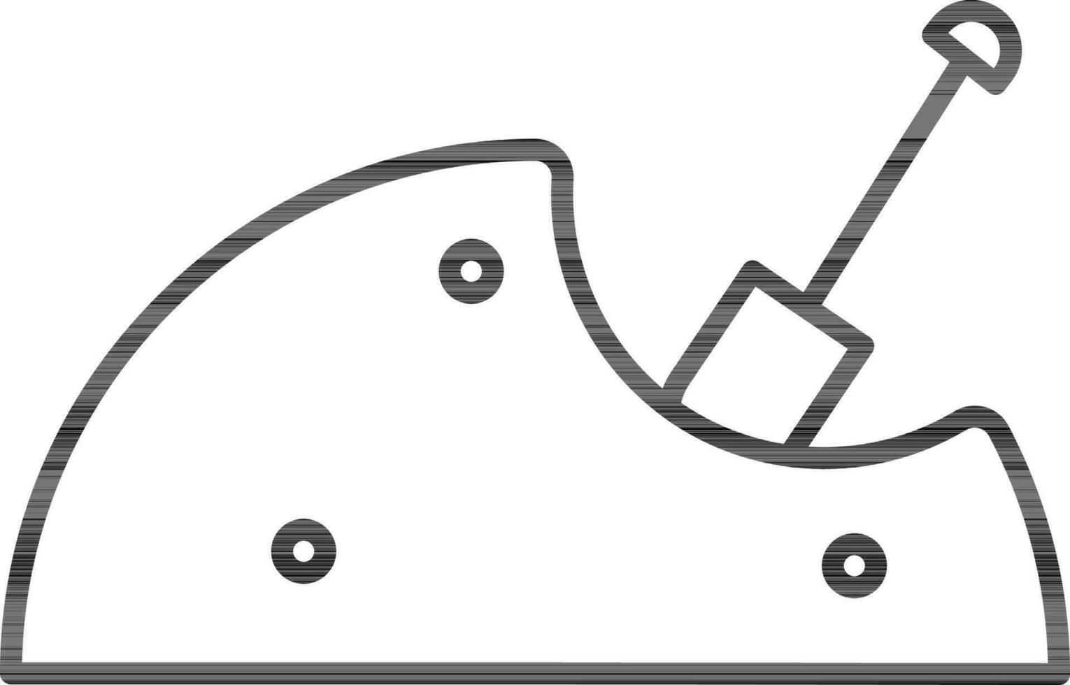 Black line art illustration of Shovel in Sand icon. vector