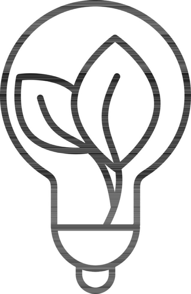 Eco idea or LED light bulb icon in black line art. vector