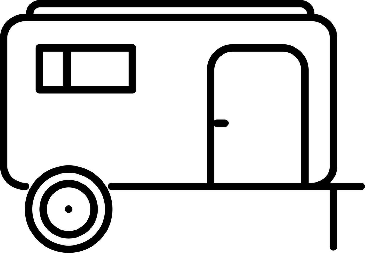 Black outline Caravan icon on white background. vector
