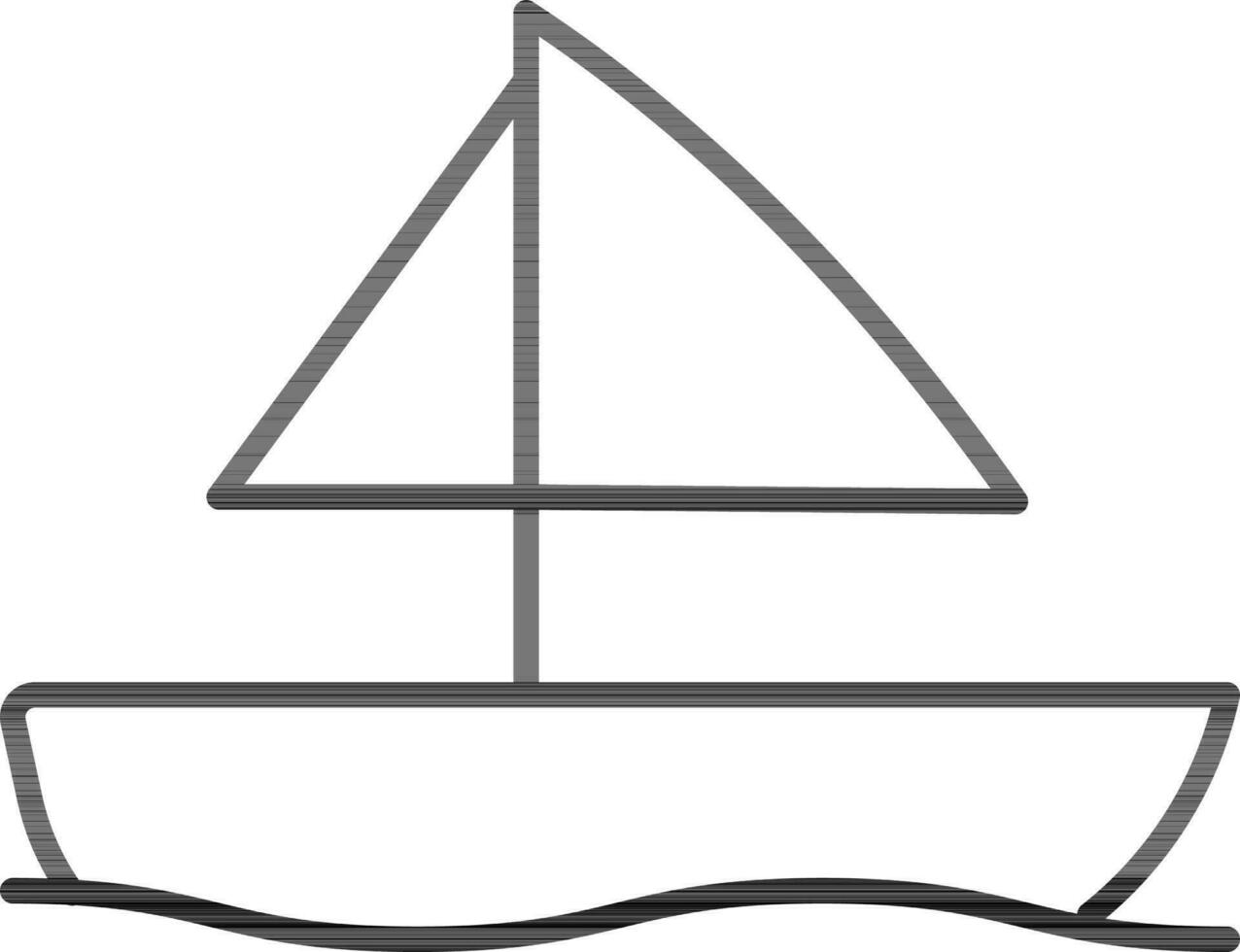 Black outline Sailboat icon on white background. vector