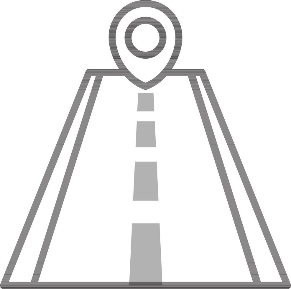 Straight location map street point icon in black and white color. vector