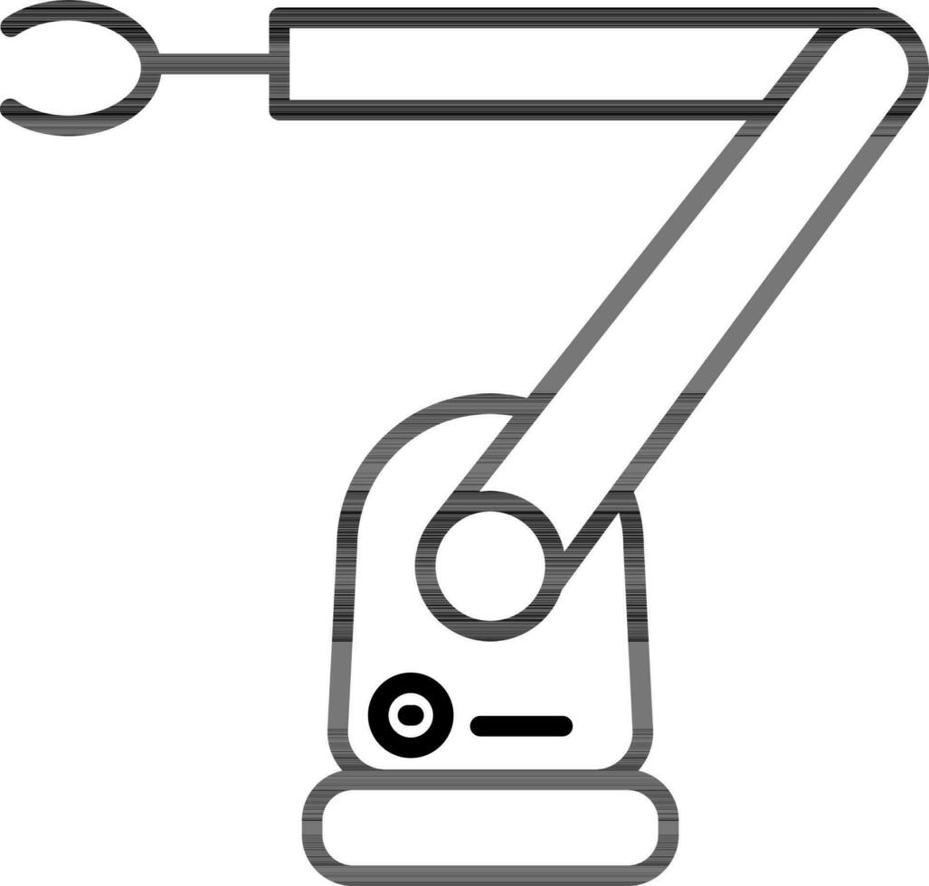 Black line art illustration of Robotic arm icon. vector