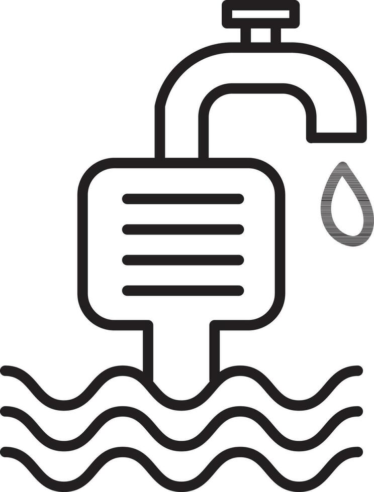 línea Arte agua tubería conectado con río icono en plano estilo. vector