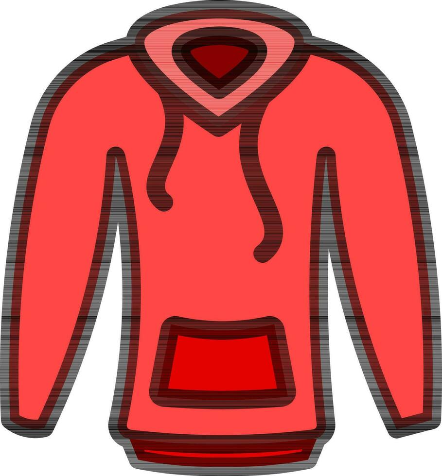 plano estilo capucha icono en rojo color. vector