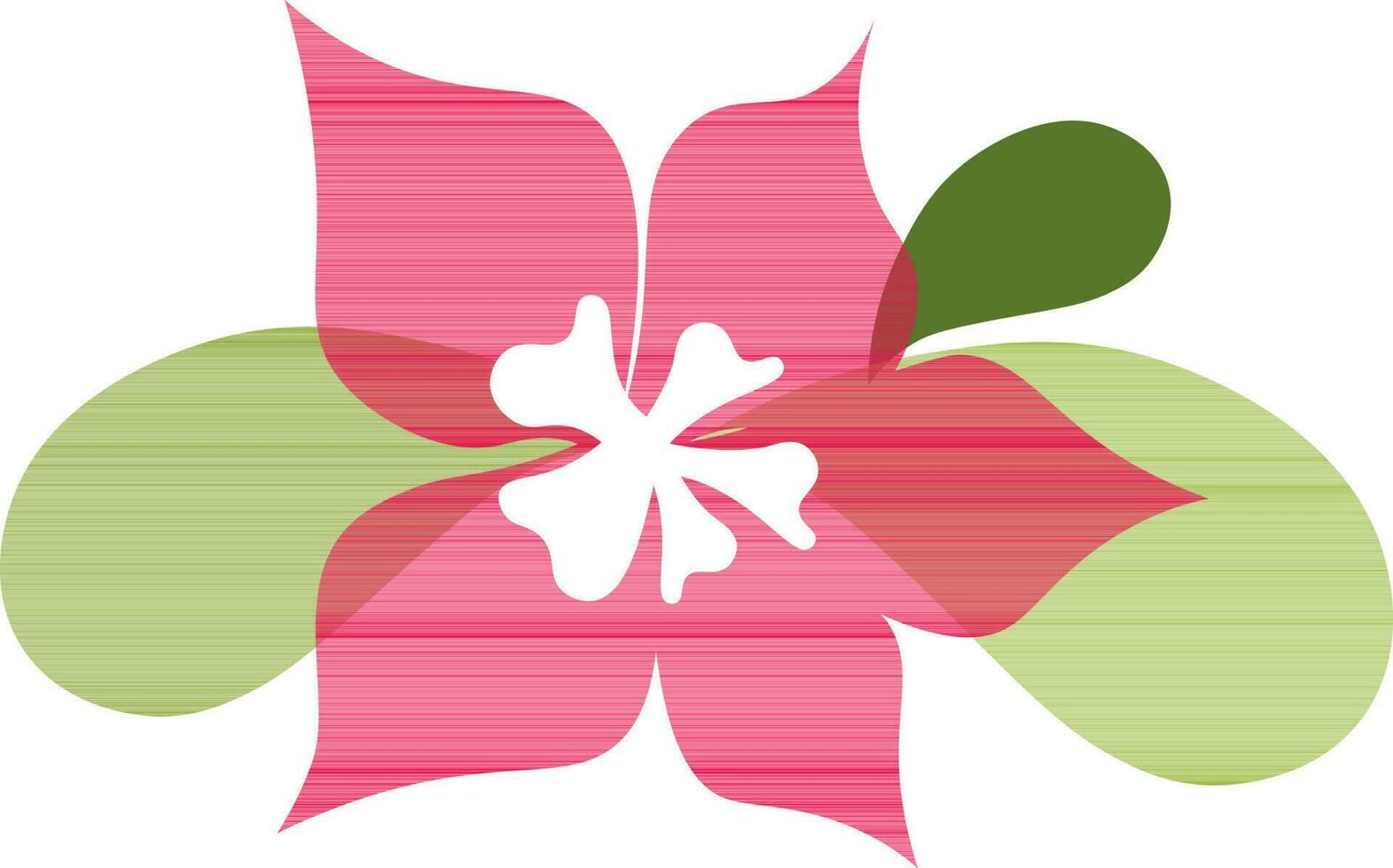 Pink and White Flower with Green Leaves icon. vector