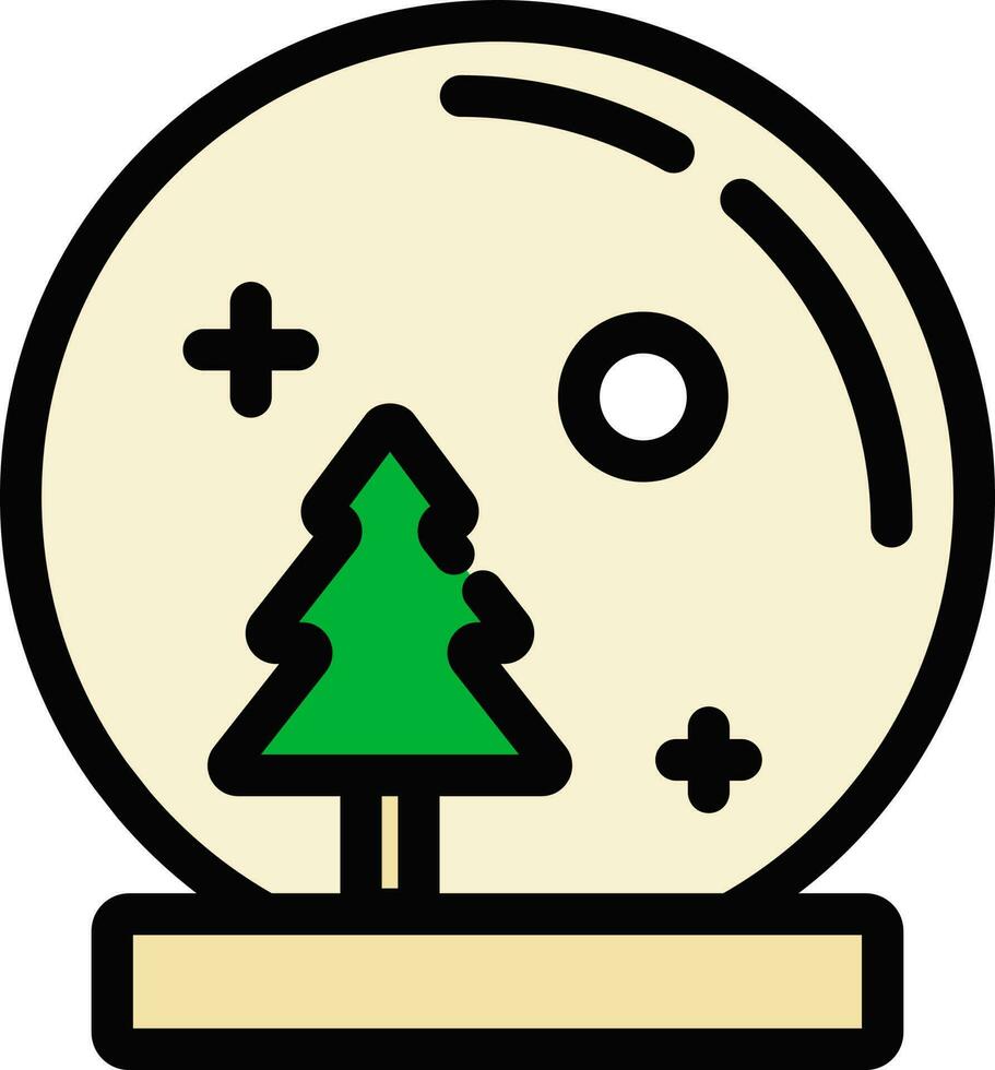 Xmas tree in crystal ball icon in flat style. vector