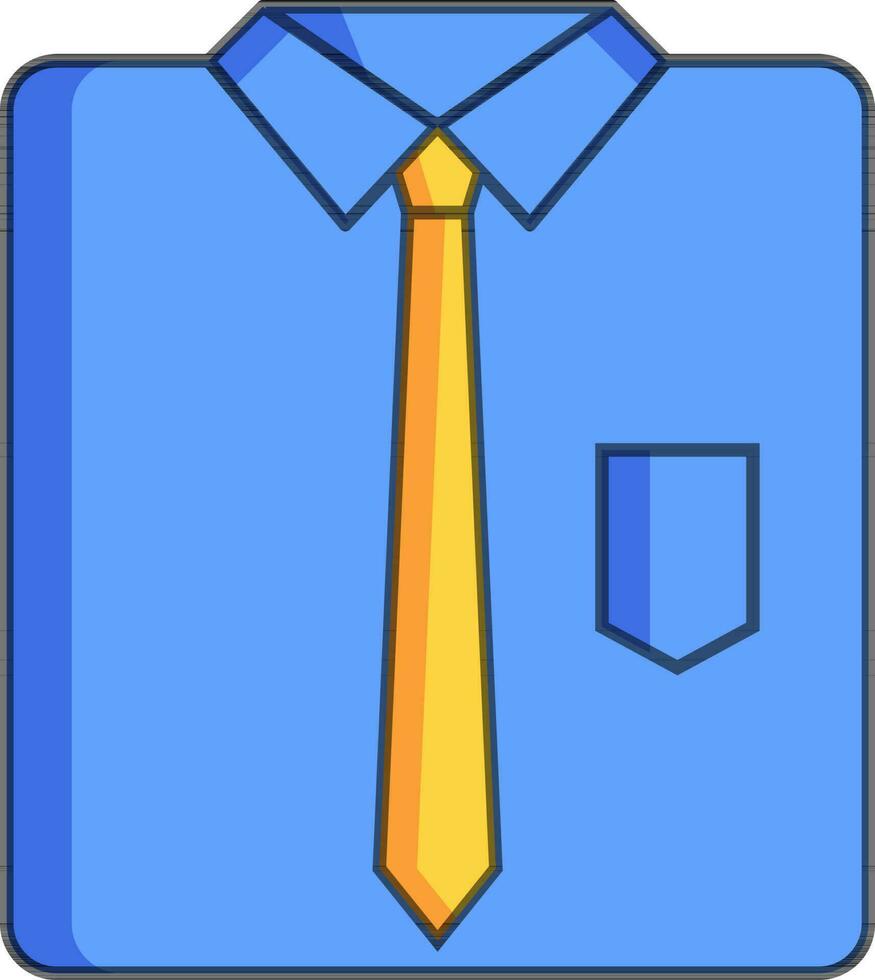 camisa con corbata icono en azul y amarillo color. vector