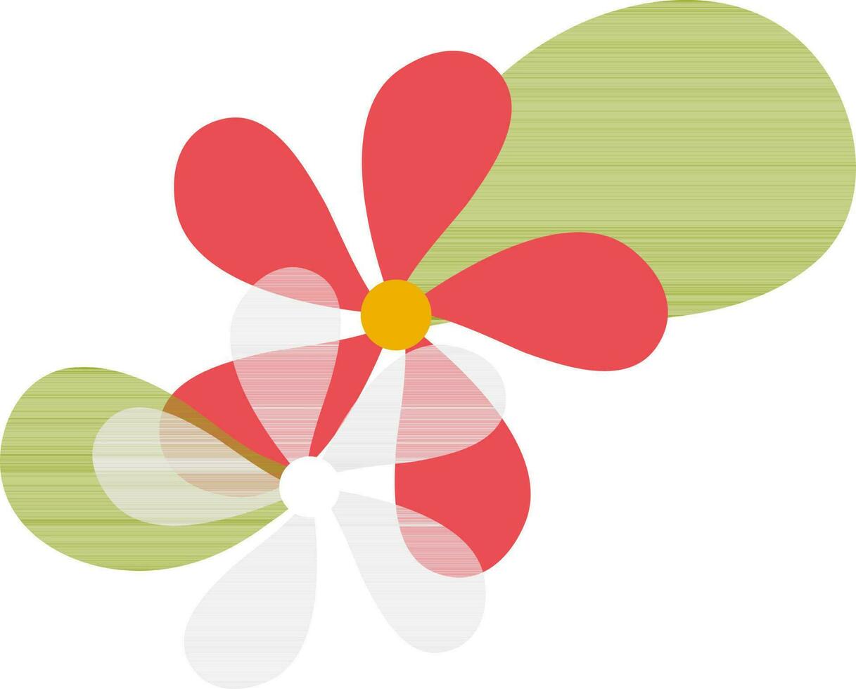 Red and Grey Flowers with Green Leaves icon in flat style. vector