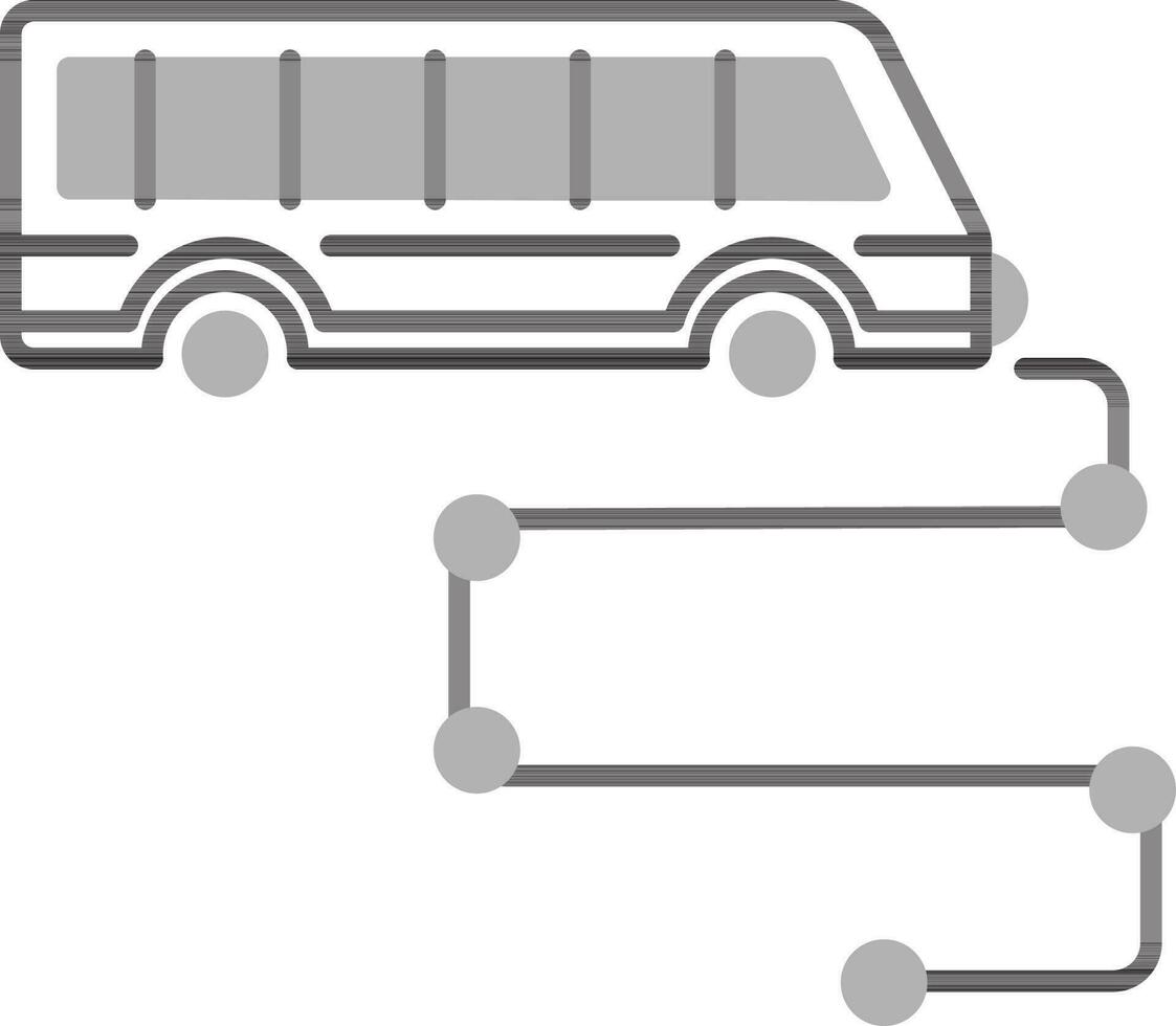 autobús calle ubicación camino icono en negro y blanco color. vector