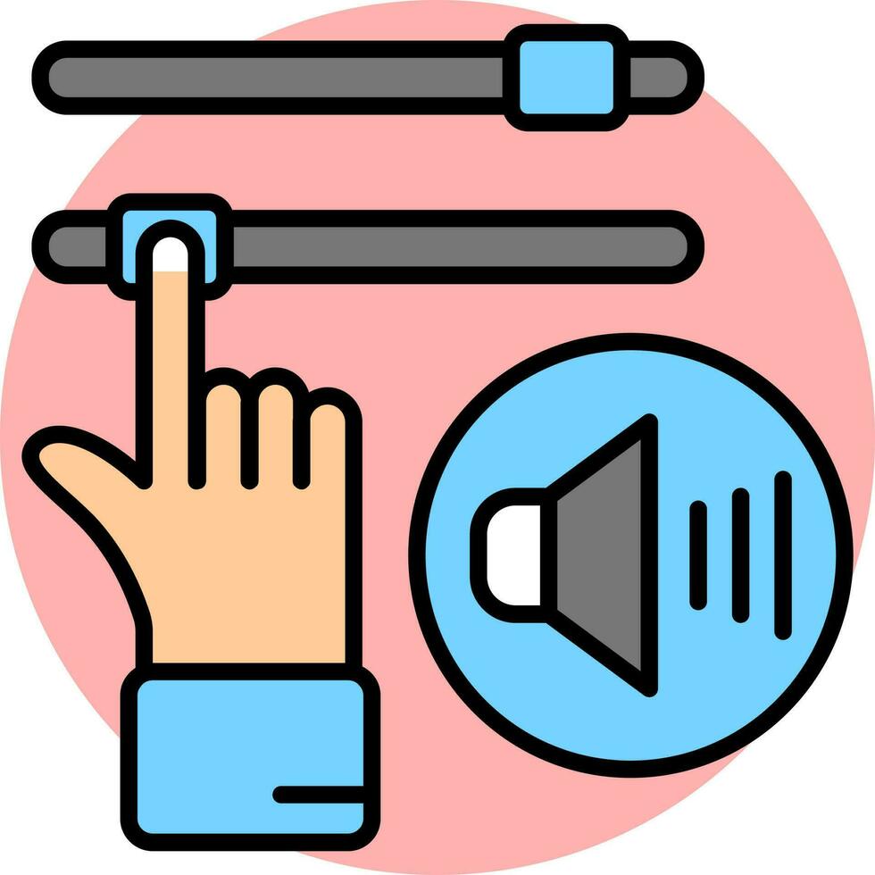 Hand click sound mixer board icon in flat style. vector