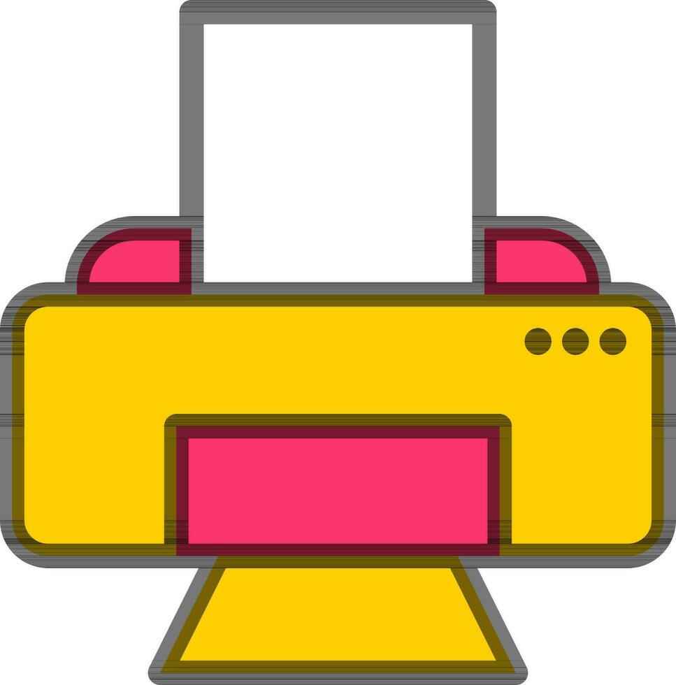 Printer icon in yellow and pink color. vector