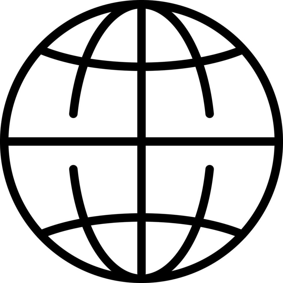 Black line art illustration of Globe icon. vector