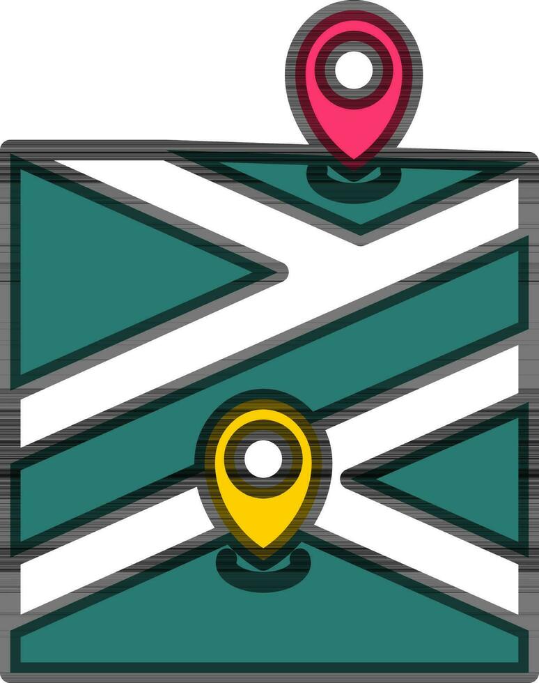 Illustration of Map location tracking icon or symbol. vector