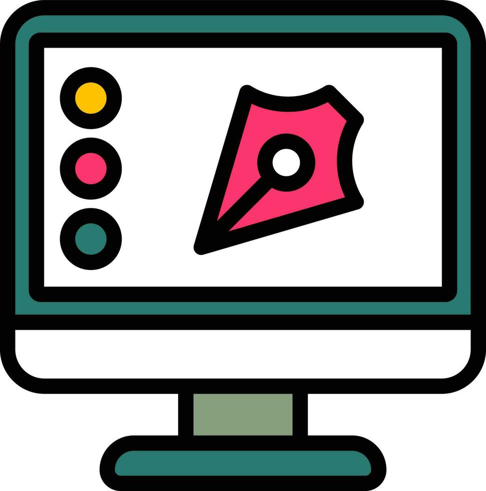 Vector illustration of Pen tool in computer screen icon.