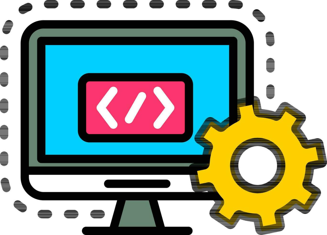 Web development or Programming setting in computer screen icon. vector