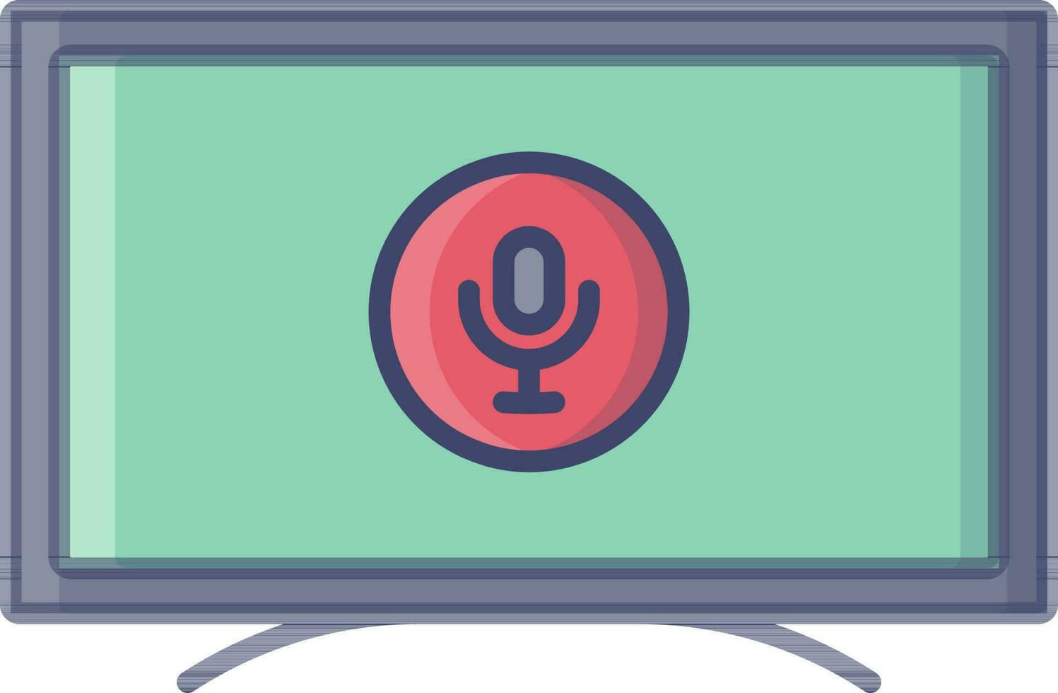 Flat style Microphone in lcd monitor icon. vector