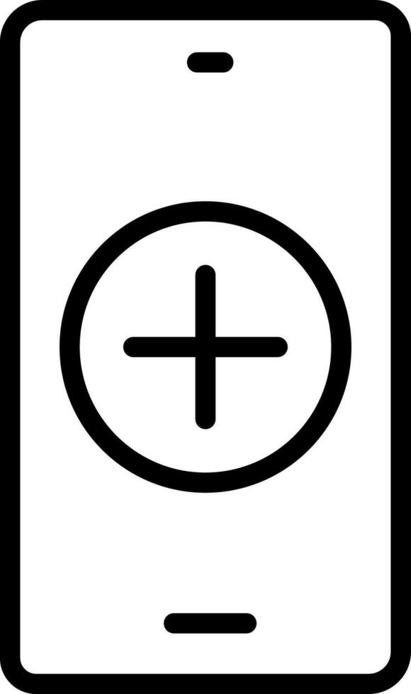 Add button on smartphone screen icon in line art. vector