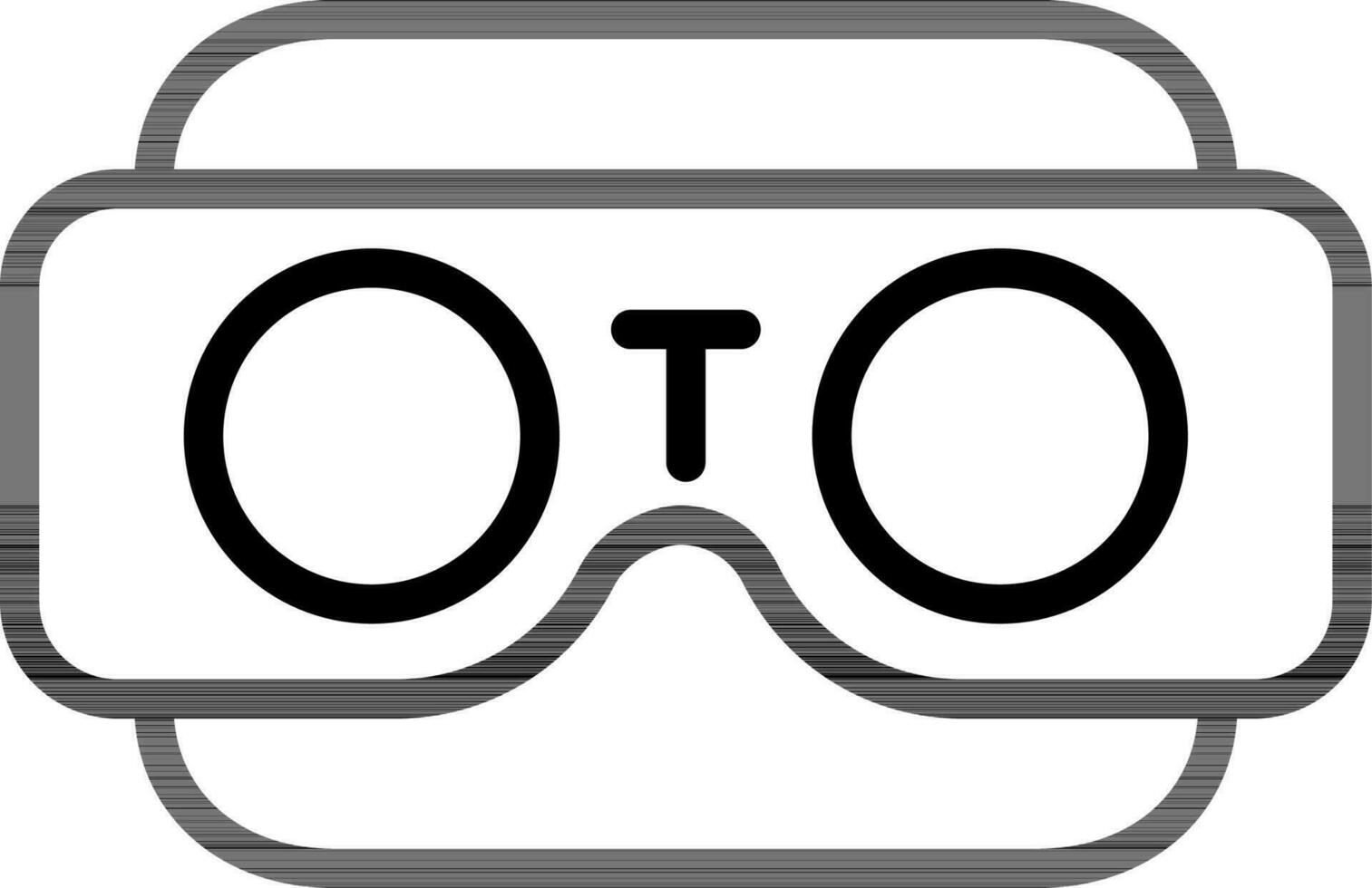 Virtual eyeglasses icon in black line art. vector