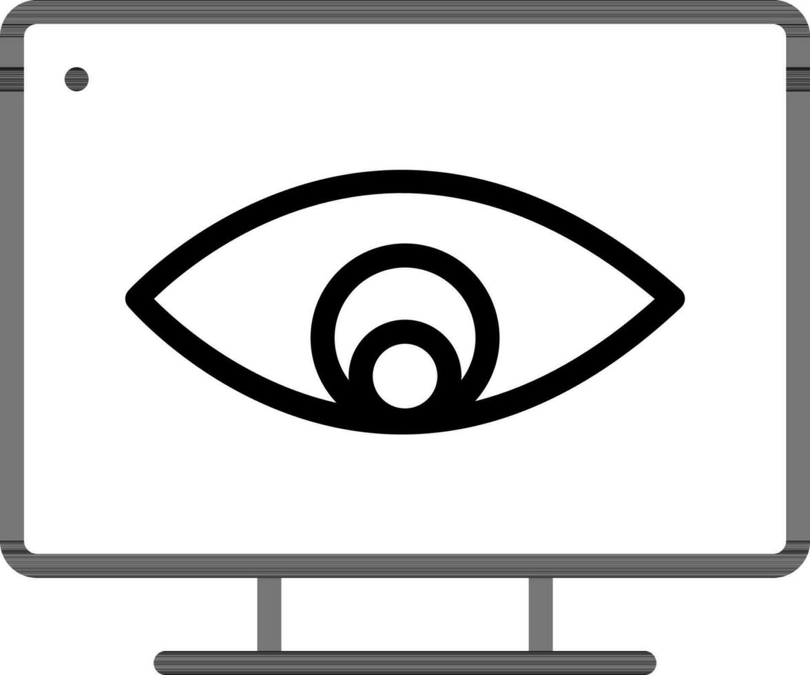 Line art Eye in desktop screen icon flat style. vector